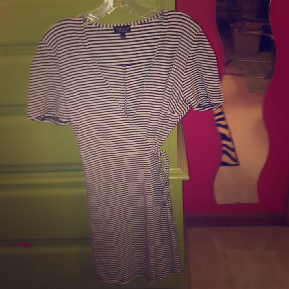 Black and white wrap dress